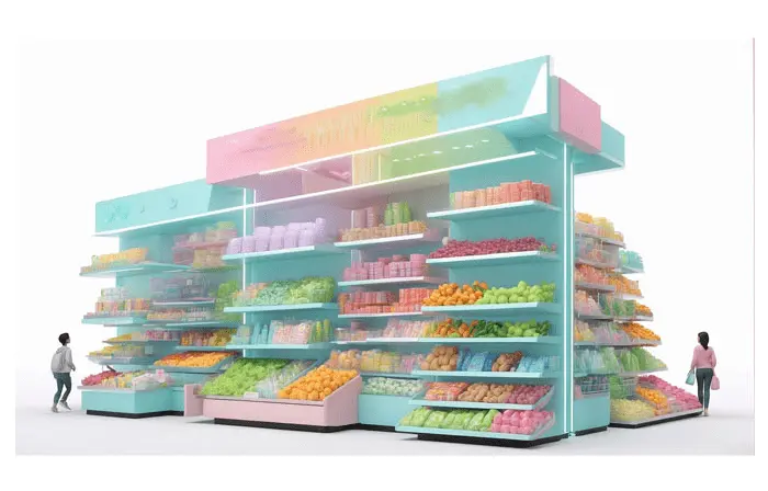 Grocery Supermarket 3D Design Art Illustration